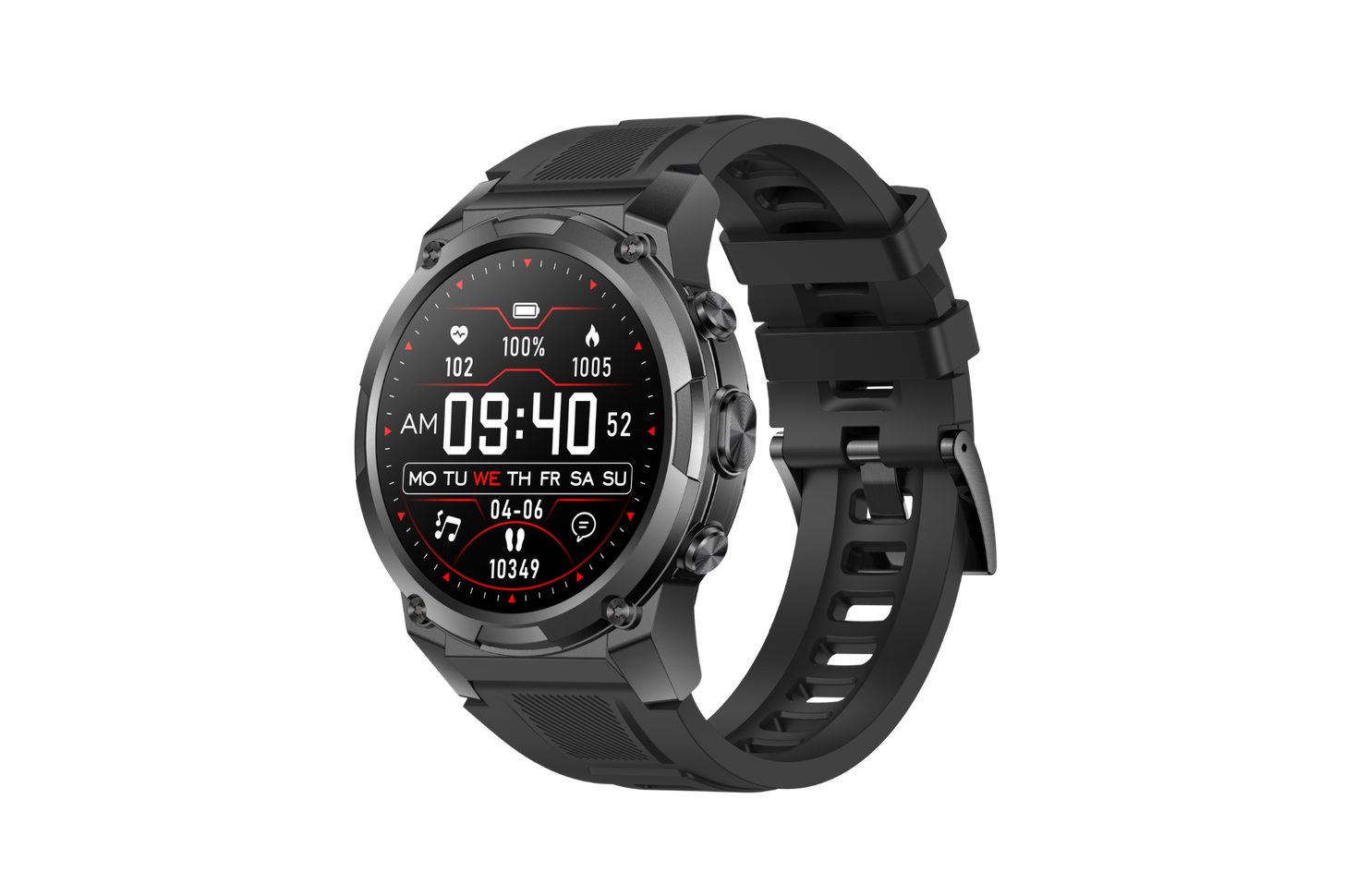 Gard Pro Ultra 3 rugged smartwatch with black strap and round AMOLED display