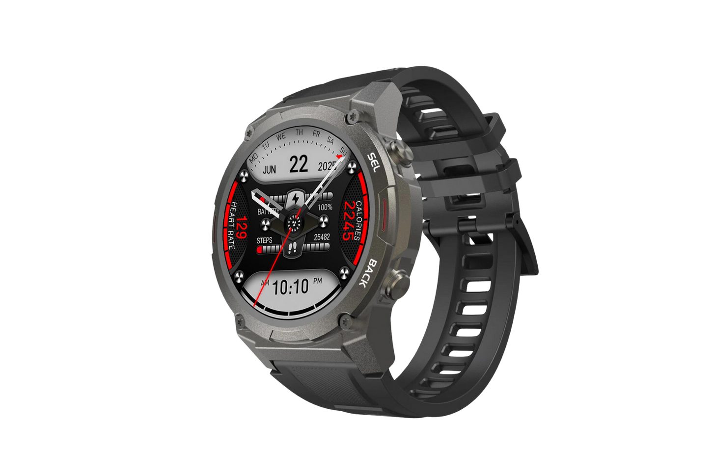 Gard Pro Ultra 2+ rugged smartwatch with steel case and black strap